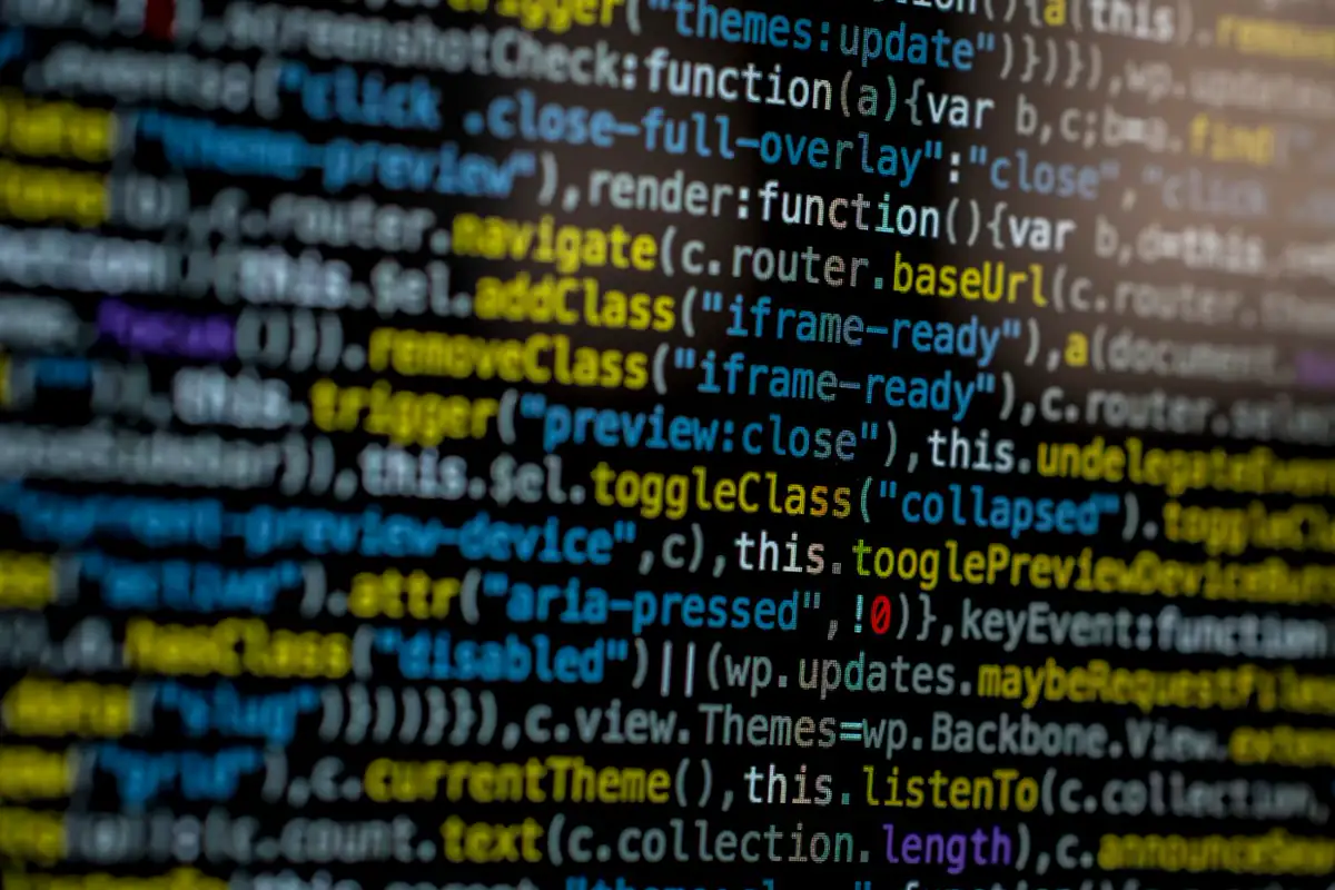 Close view of JavaScript on a dark screen